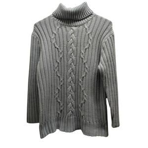 GAP Y2K Vintage Women's Size Large Light Blue Chunky Cable Knit Pullover Sweater